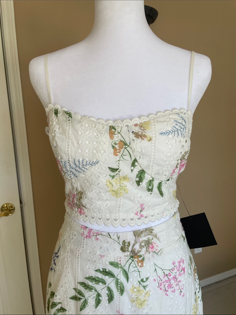 Lulu's White Floral Eyelet Crop Top & Midi Skirt Set - Picture 2 of 8